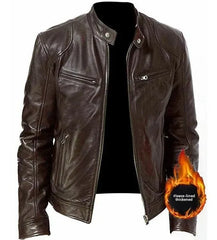 Southern Winter Warm Button Fashion Motorcycle Men's Multi-Pocket PU Jacket Stand Collar Zipper Open Cardigan Leather Jacket