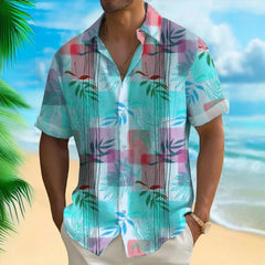 3d Beach Flower Print Hawaiian Shirts 2025 Men's Shirt Summer Daily Casual Short Sleeve For Men Loose Oversized Clothing