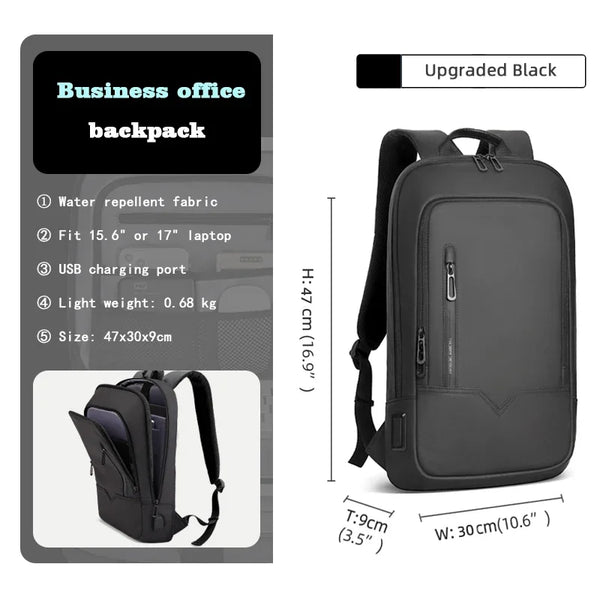 HK Slim Backpack For Men 15.6 Inch Laptop Bags Waterproof Minimalist Business Backpack With USB Charging Casual Travel Work Bag