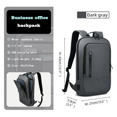 HK Slim Backpack For Men 15.6 Inch Laptop Bags Waterproof Minimalist Business Backpack With USB Charging Casual Travel Work Bag