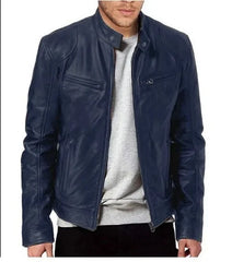 Southern Winter Warm Button Fashion Motorcycle Men's Multi-Pocket PU Jacket Stand Collar Zipper Open Cardigan Leather Jacket