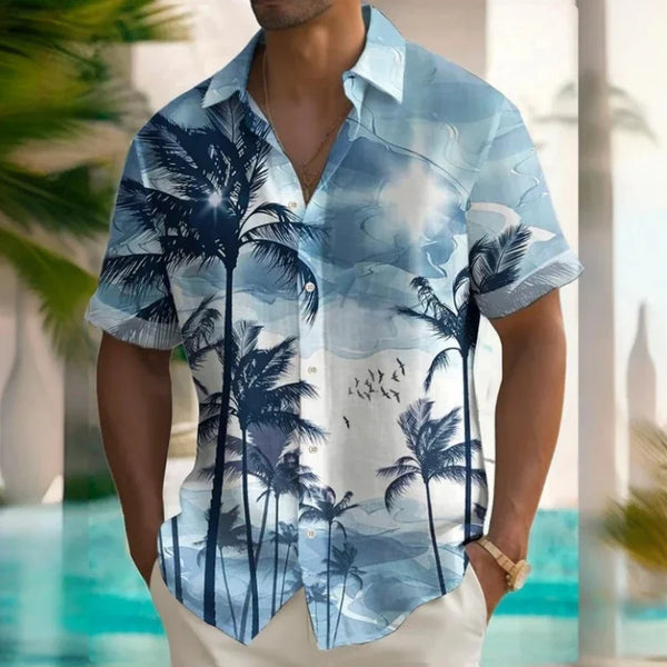 3d Beach Flower Print Hawaiian Shirts 2025 Men's Shirt Summer Daily Casual Short Sleeve For Men Loose Oversized Clothing