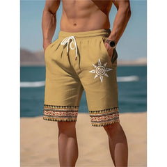 Swirl Marks Pattern Swim Trunks For Men Ethnic 3D Print Short Pants Summer Casual Breathable Fitness Street Loose Beach Shorts