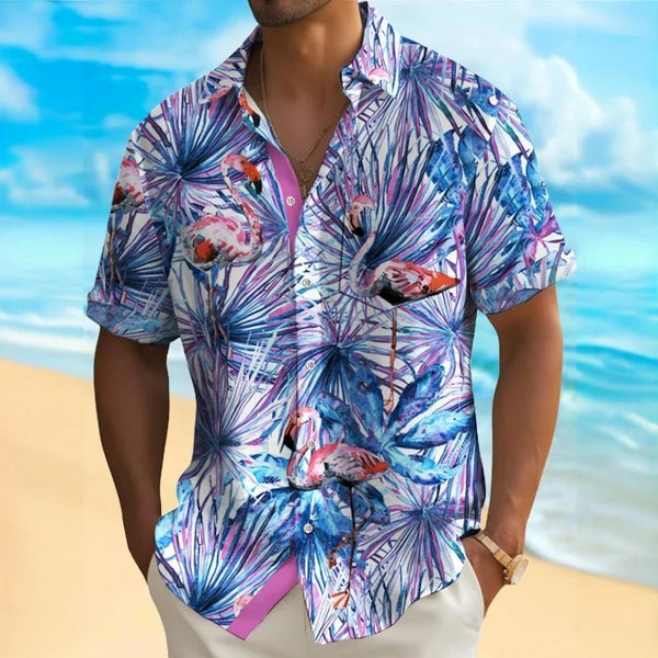 3d Beach Flower Print Hawaiian Shirts 2025 Men's Shirt Summer Daily Casual Short Sleeve For Men Loose Oversized Clothing