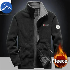 Winter Warm Fleece Jacket Men Climbing Double Thickened Pocket Jacket Outdoor High Collar Windproof Ski Sweatshirt Coat Man Snow