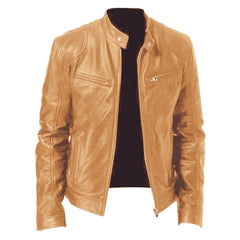 Southern Winter Warm Button Fashion Motorcycle Men's Multi-Pocket PU Jacket Stand Collar Zipper Open Cardigan Leather Jacket