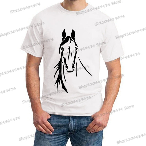 Men Hip Hop Horse Fun T-shirt Vintage Street Luminous Clothing Harajuku Casual Short Sleeve Homme Camiseta Humor Horse Tshirt