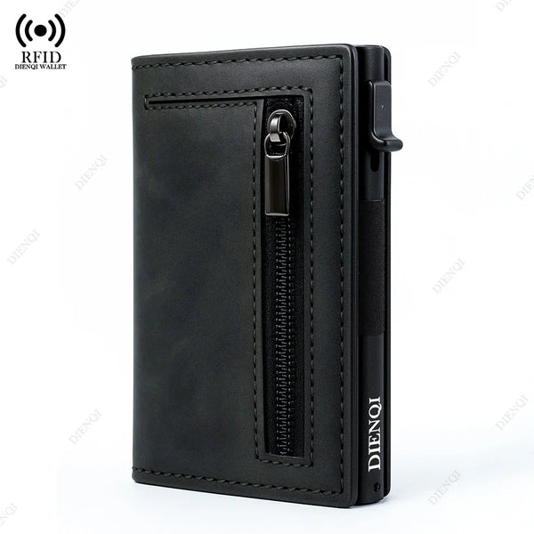 Men Wallet Rfid Blocking Credit Card Holder Luxury Pop Up Slim Thin Minimalist Wallet Bank Cardholder Case Black Vallet for Men