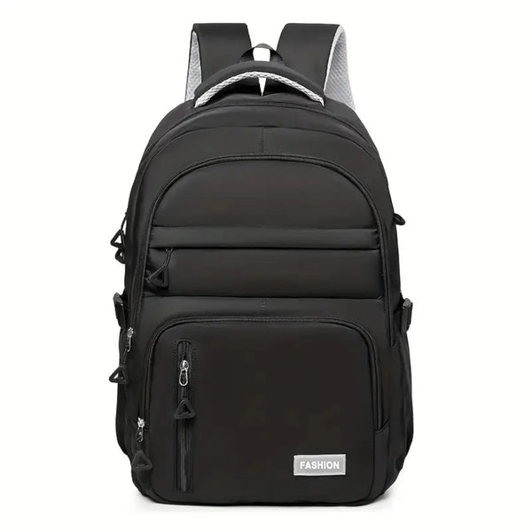 Unisex Casual Nylon Backpack, Large Capacity, Adjustable Shoulder Straps, Zipper Closure, Polyester Lining, Durable Travel, Work Clothing, School Carry-On Bag, Lightweight, Washable, Fashionable Stitching Details.
