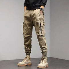 Trendy American Style Men's Cargo Pants Loose Fit Climbing Trousers Multi-pocket Casual Sweatpants New Spring/autumn 2024