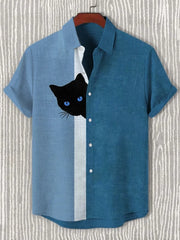 Men's Abstract 3D Print Stand up Collar Short Sleeve Button up Shirt Casual plus Size Soft Clothing Outdoor Fashionable