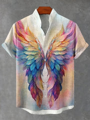 Men's Abstract 3D Print Stand up Collar Short Sleeve Button up Shirt Casual plus Size Soft Clothing Outdoor Fashionable