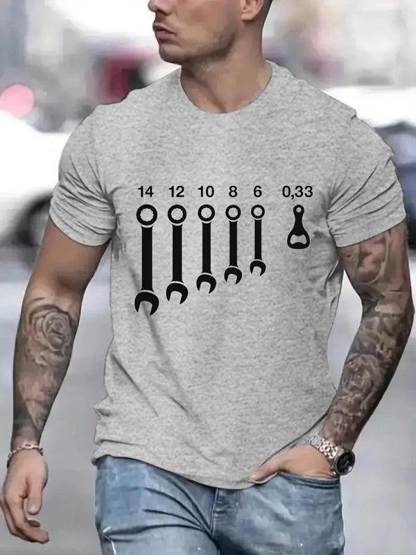 T Shirts for Men Clothing Wrench  Wrenches Beer Bottle Opener Tools Humorous T-Shirts Crewneck Tees Short Sleeve Oversized Tops