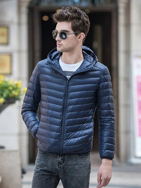 Men's All-Season Ultra Lightweight Packable Down Jacket Water and Wind-Resistant Breathable Coat Big Size Men Hoodies Jackets