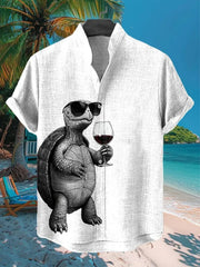 Men's Abstract 3D Print Stand up Collar Short Sleeve Button up Shirt Casual plus Size Soft Clothing Outdoor Fashionable