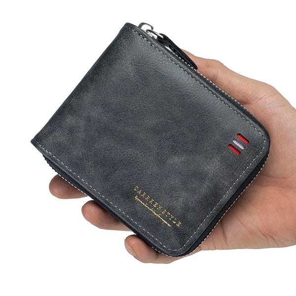 Men's Vintage Short Wallet - Trifold Zipper Coin Purse, Casual Buckle Waist Chain Money Bag, Zero Wallet for Students & Dad Gift