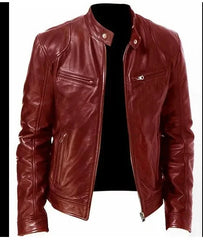 Southern Winter Warm Button Fashion Motorcycle Men's Multi-Pocket PU Jacket Stand Collar Zipper Open Cardigan Leather Jacket