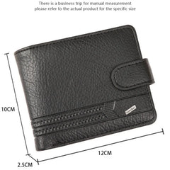Fashion Casual New Men's Short Wallet PU Multi-Dlot High-Capacity Zipper Buckle Foldable Solid Premium Texture Wearable Light