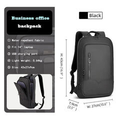HK Slim Backpack For Men 15.6 Inch Laptop Bags Waterproof Minimalist Business Backpack With USB Charging Casual Travel Work Bag