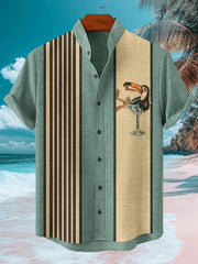 Men's Abstract 3D Print Stand up Collar Short Sleeve Button up Shirt Casual plus Size Soft Clothing Outdoor Fashionable