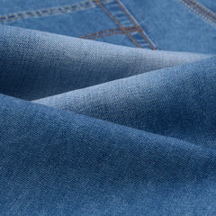 Men Denim Shorts Summer New Style Thin Section Elastic Force Slim Fit Short Jeans Male Brand Clothing Light Blue Retro Blue