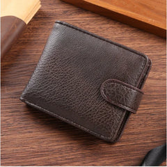 Fashion Casual New Men's Short Wallet PU Multi-Dlot High-Capacity Zipper Buckle Foldable Solid Premium Texture Wearable Light