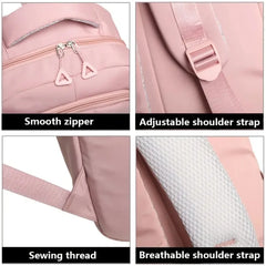 Unisex Casual Nylon Backpack, Large Capacity, Adjustable Shoulder Straps, Zipper Closure, Polyester Lining, Durable Travel, Work Clothing, School Carry-On Bag, Lightweight, Washable, Fashionable Stitching Details.